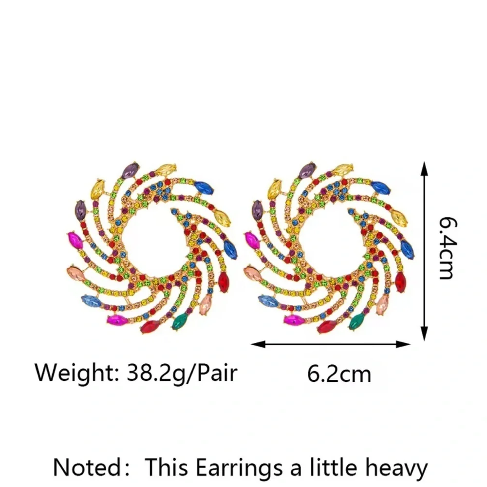 New Multicolor Swirl Statement Earrings Diamond rhinestones